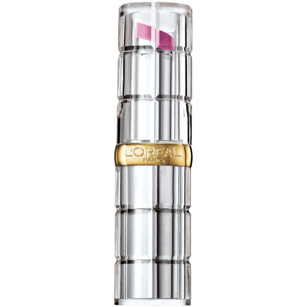 L'Oreal Paris Colour Riche Shine Gleaming Plum lipstick tube with reflective gloss.