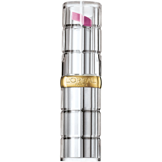 L'Oreal Paris Colour Riche Shine Gleaming Plum lipstick tube with reflective gloss.