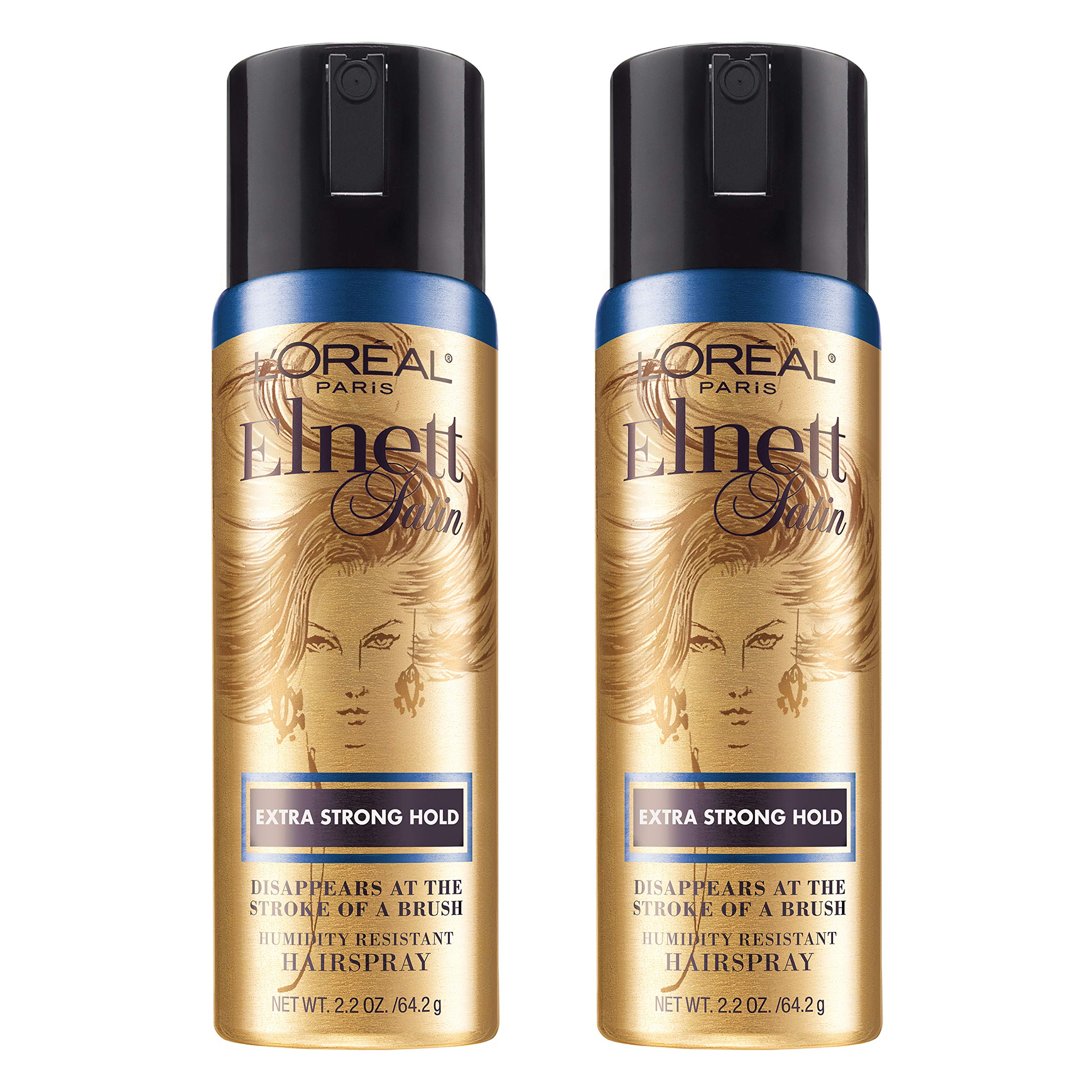 L'Oreal Paris Elnett travel-size hairspray bottle with ultrafine mist for everyday styling.