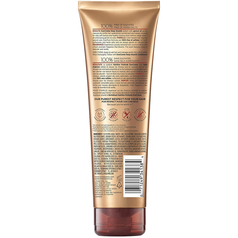 L'Oreal Paris EverCreme apricot oil bottle close-up highlighting nourishing ingredient