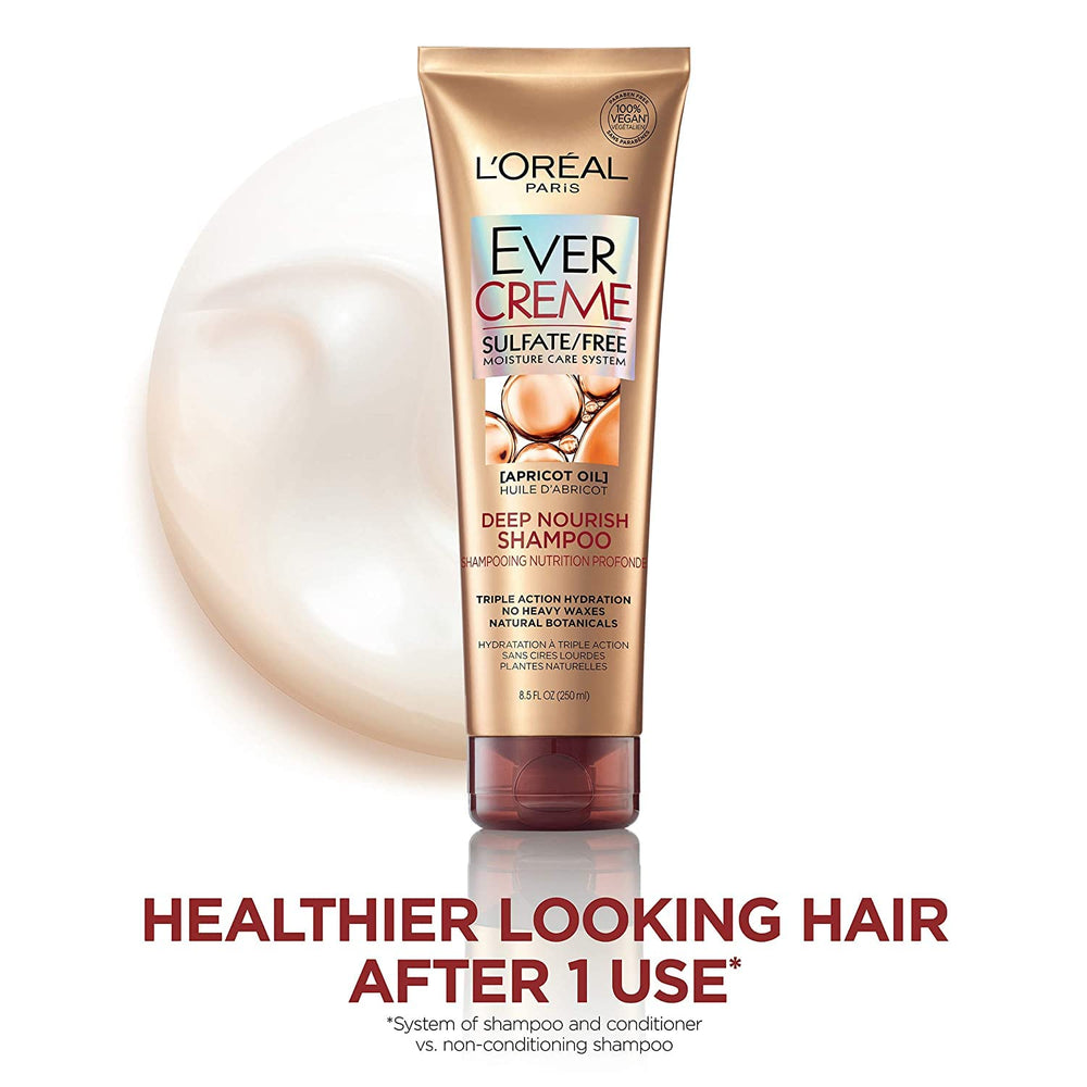 Creamy texture shown during application for EverCreme shampoo
