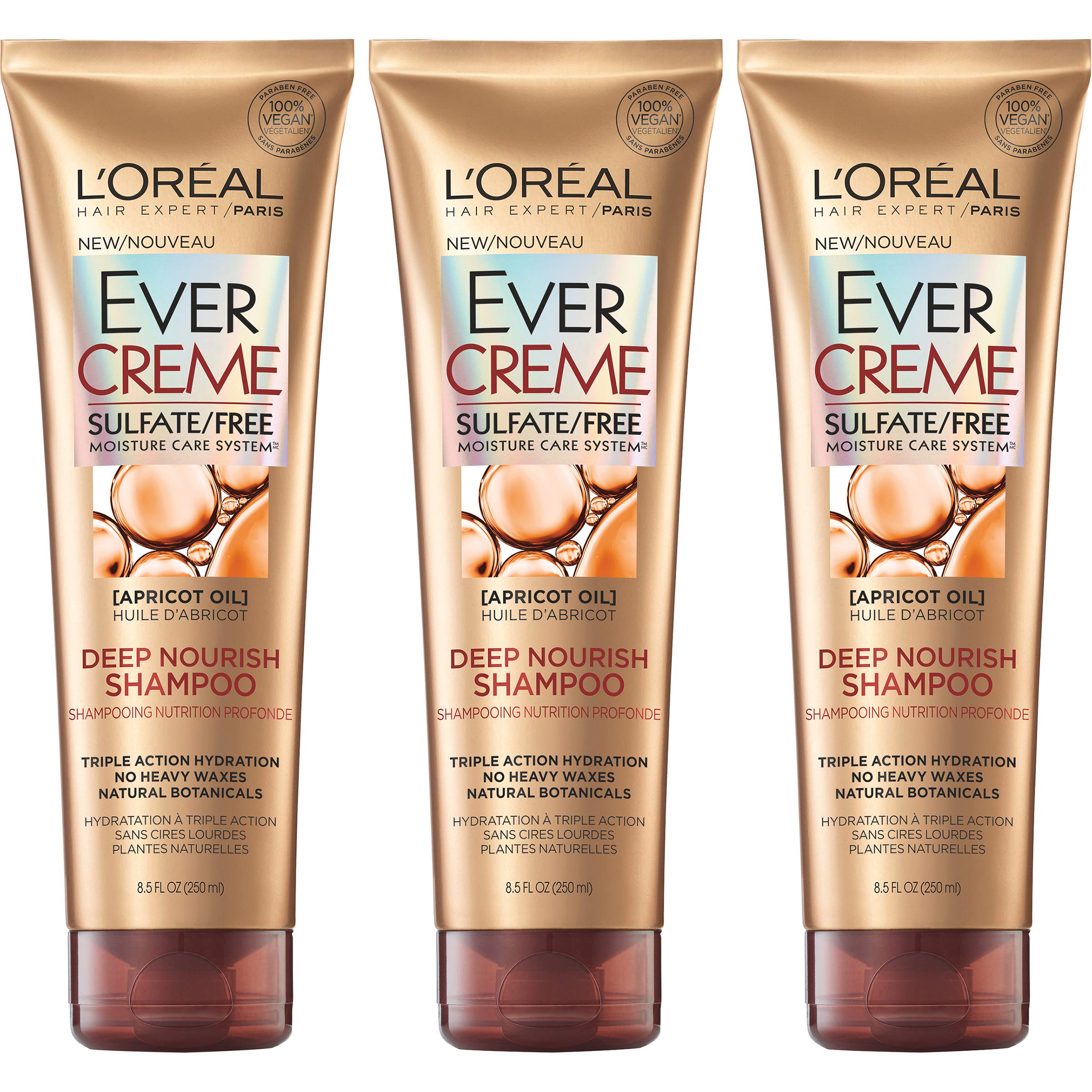 L’Oréal Paris EverCreme Deep Nourish Shampoo bottle delivers lightweight hydration.