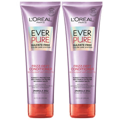 L'Oreal Paris EverPure Frizz-Defy Conditioner bottle pour shows sulfate-free frizz control.