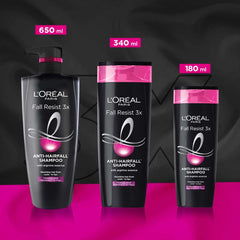 L'Oreal Paris Fall Repair 3X bottle in shower scene suggests daily cleansing ritual