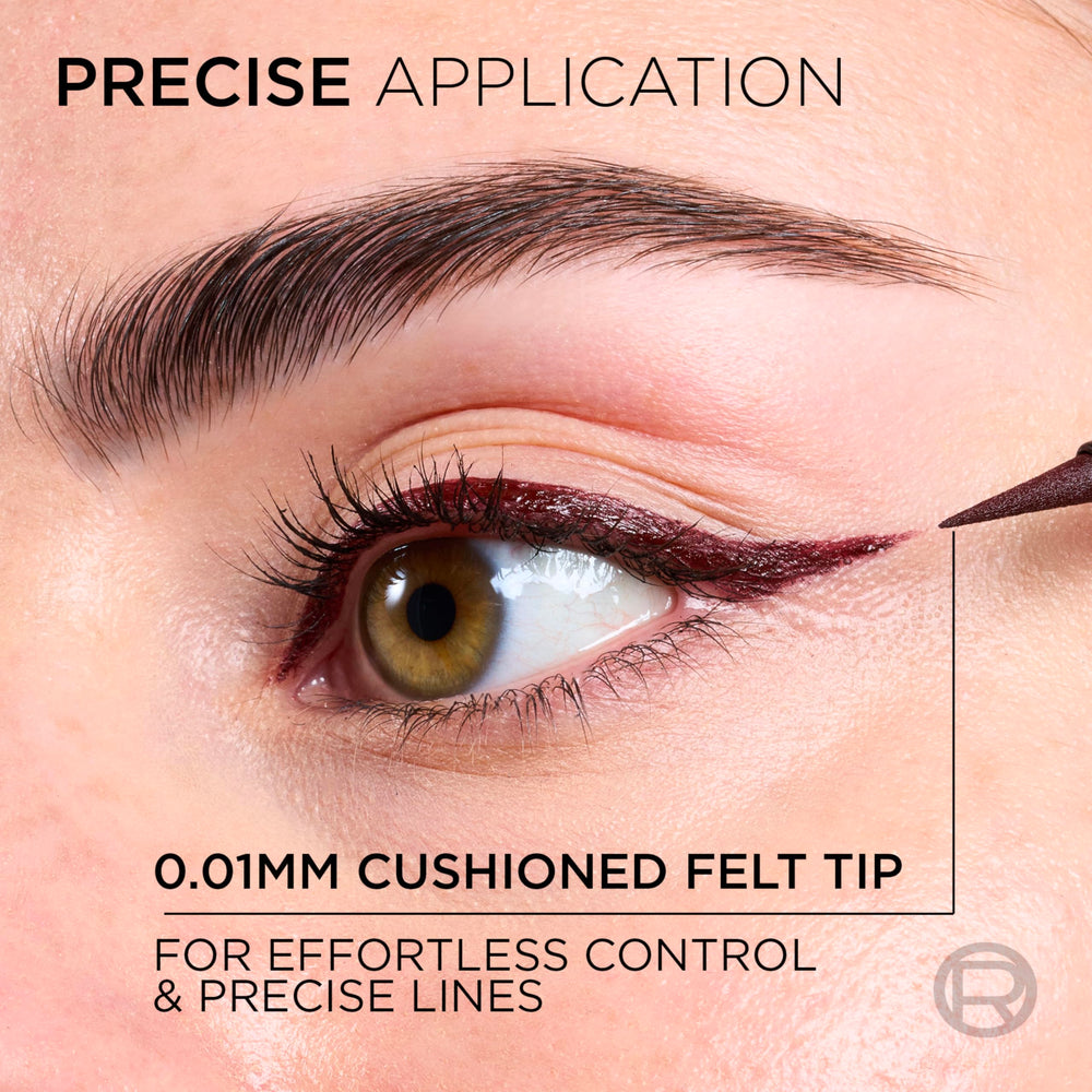 L'Oreal Paris Haute Precision application closeup highlights smooth, long-lasting ink