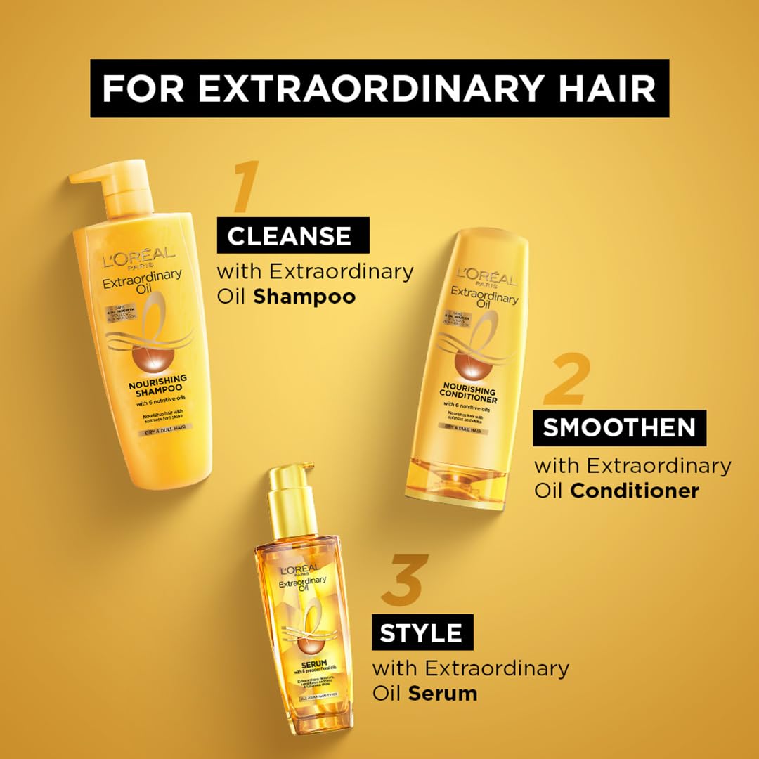 L'Oreal Paris Hex 6 Oil Shampoo on wet hair indicating hydration and scalp care.