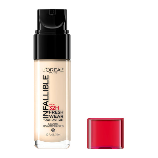 L'Oreal Paris Infallible 32-hour Fresh Wear foundation Rose Pearl bottle with long wear.