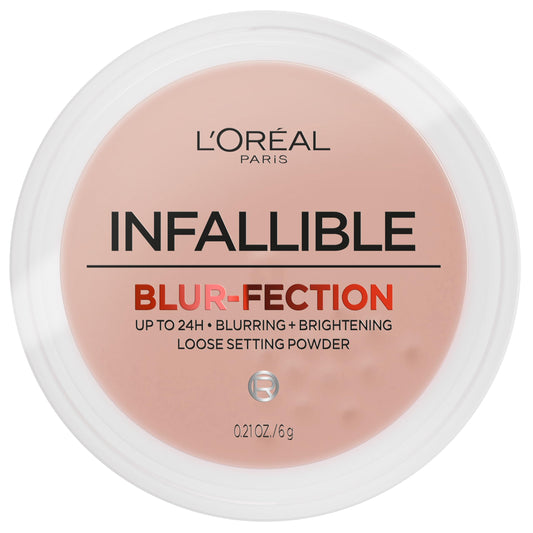 L'Oreal Paris Infallible Blur-fection powder pack shot showing airy texture for longwear makeup.