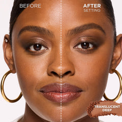 Close-up of Blur-fection powder texture highlighting ultrafine, matte finish.