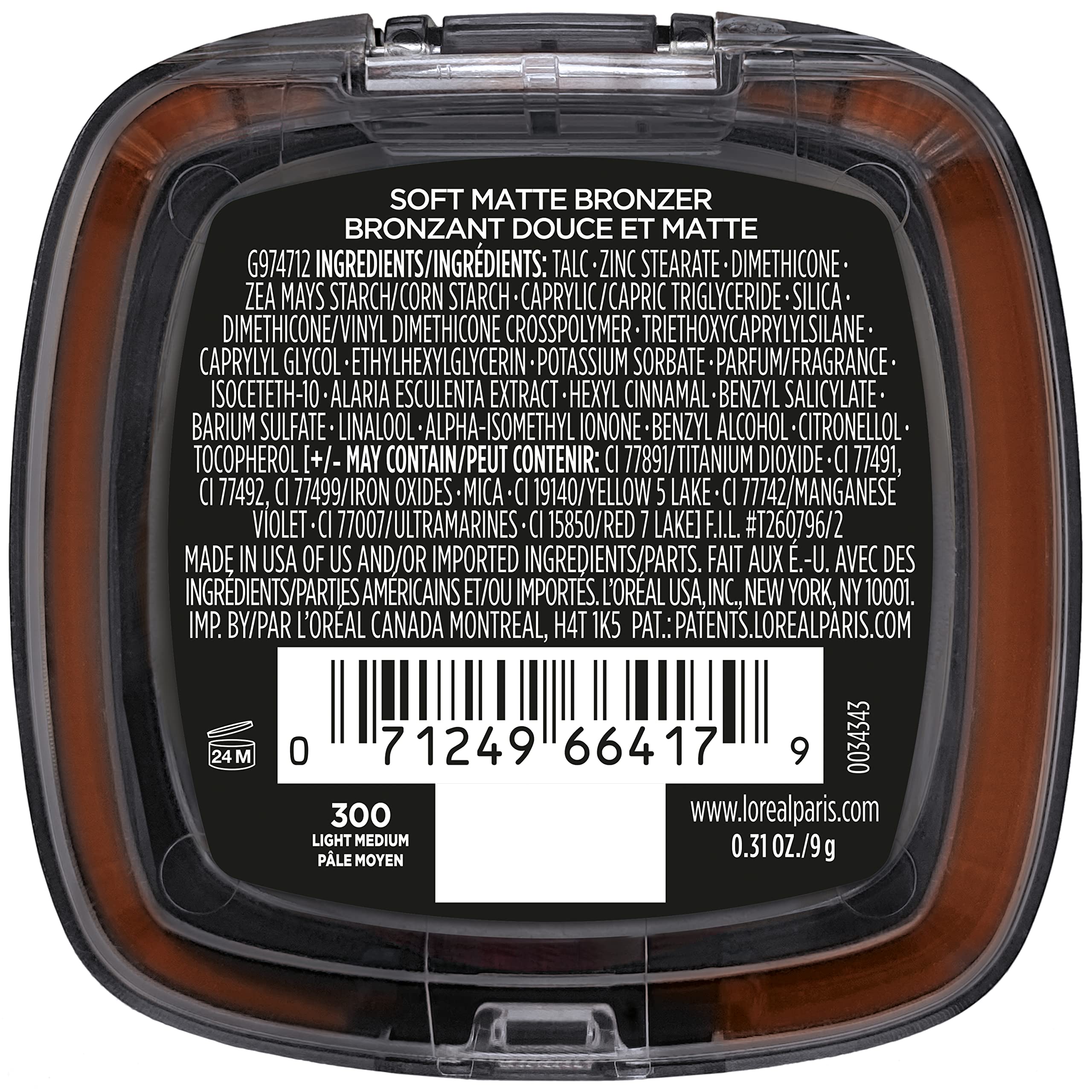 L'Oreal Paris Infallible Soft Matte Bronzer dermatologically tested and non-comedogenic.
