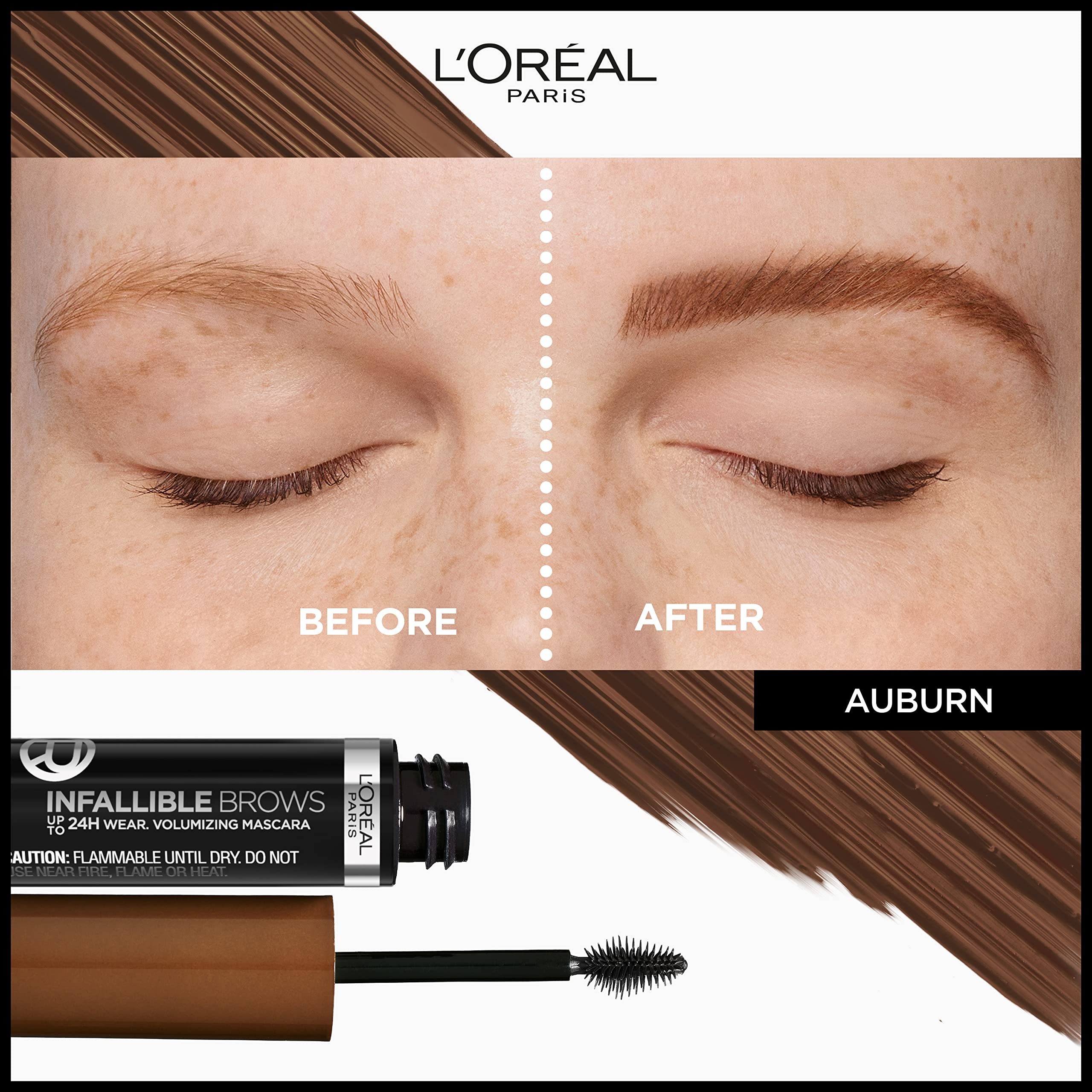 L’Oréal Paris Infallible Brow Mascara in 6R Auburn blends naturally