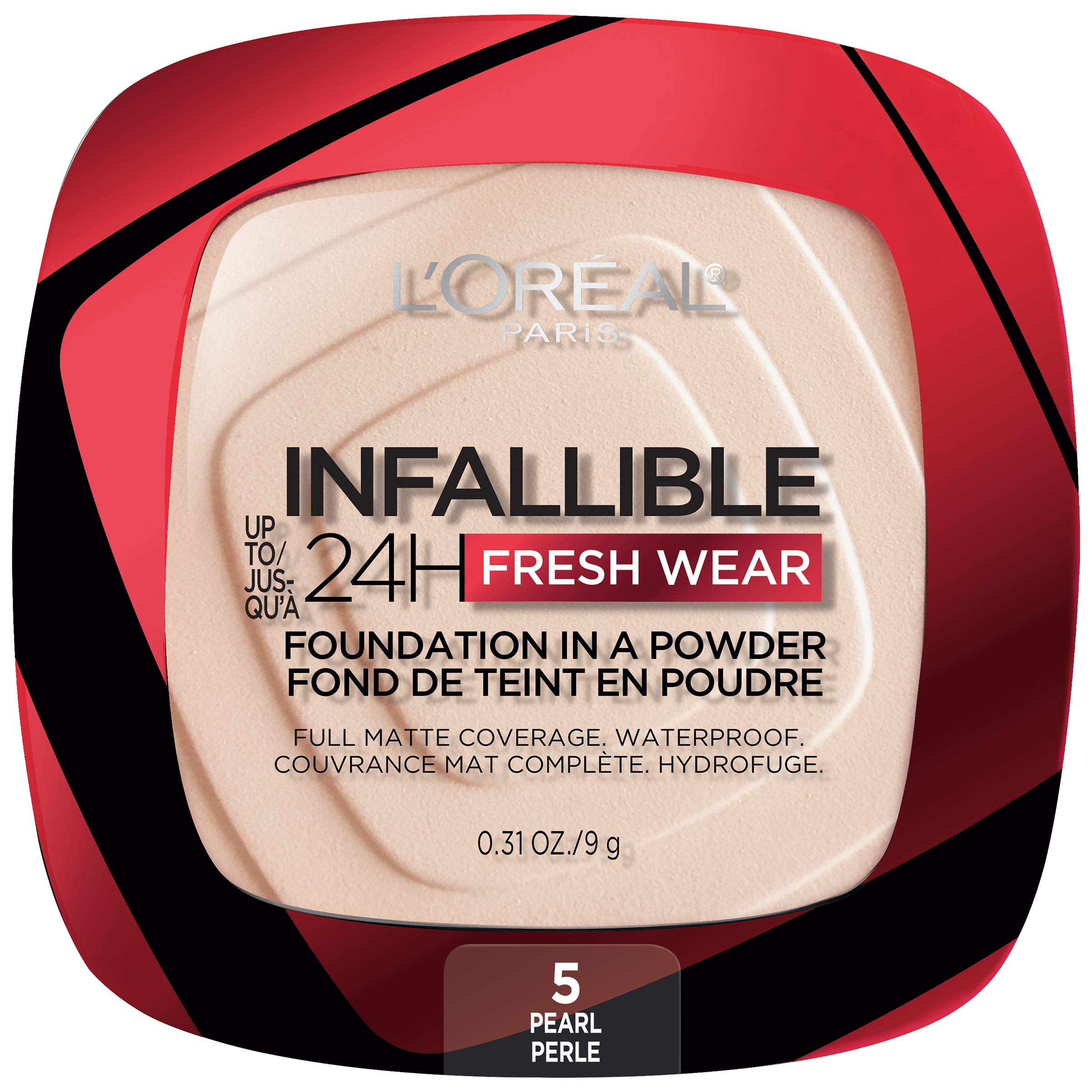 L’Oréal Paris Infallible Fresh Wear foundation bottle close-up in pearl shade for all-day matte wear.