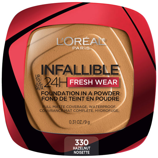 L'Oreal Paris Infallible Fresh Wear Foundation Powder compact showing portable, long-wear coverage