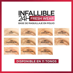 L'Oréal Paris Infallible Fresh Wear Foundation Powder Linen waterproof finish supports active days
