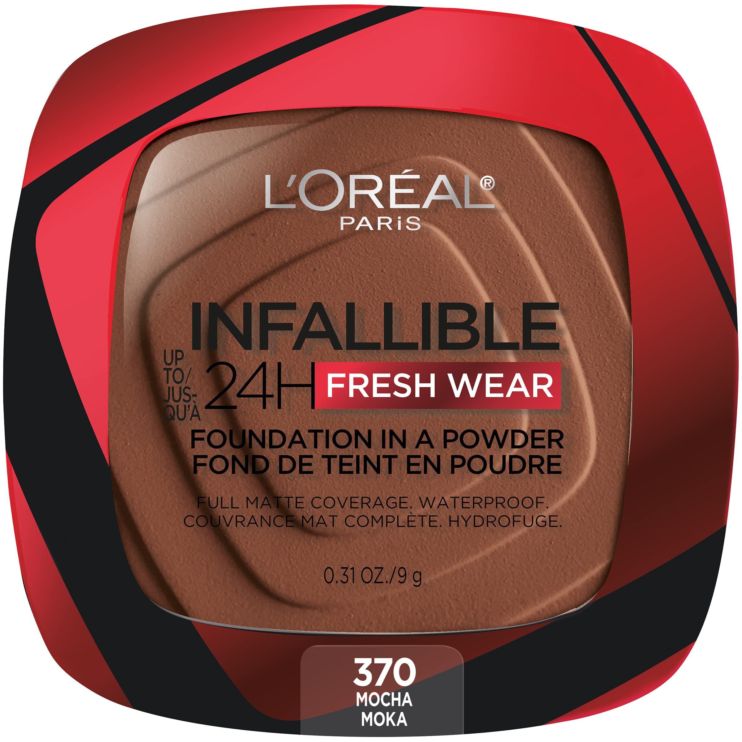 L'Oreal Paris Infallible Fresh Wear foundation powder Mocha compact close-up for lasting matte coverage