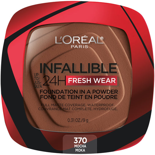 L'Oreal Paris Infallible Fresh Wear foundation powder Mocha compact close-up for lasting matte coverage