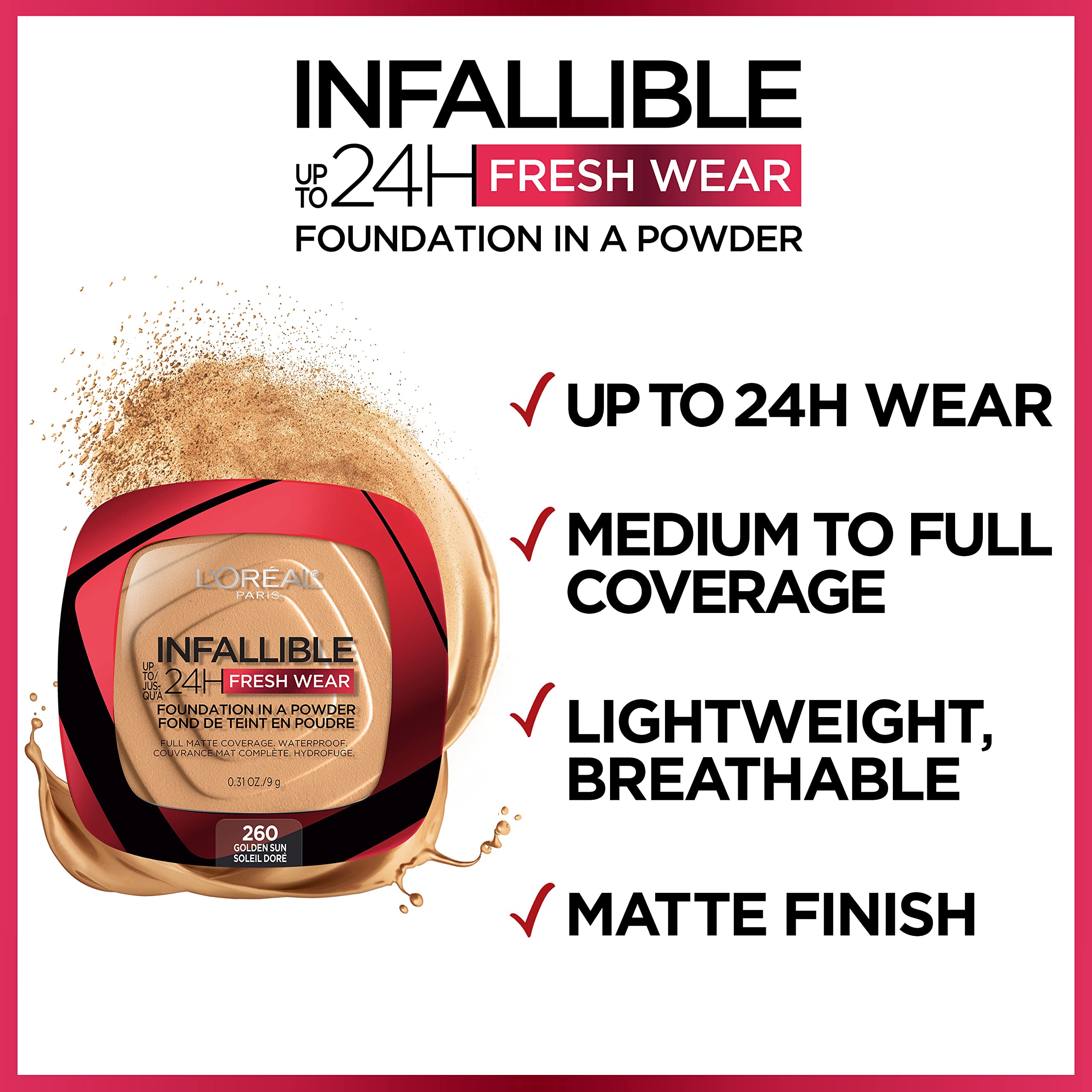 L'Oreal Paris Infallible Fresh Wear foundation powder Mocha waterproof test portrait
