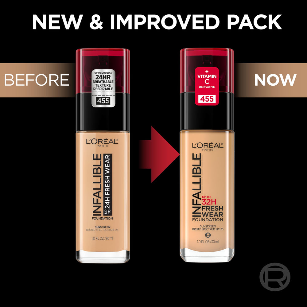 L'Oreal Paris Infallible Fresh Wear swatch-on-skin shows natural finish and even blend.