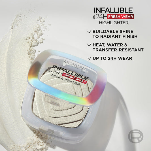 L'Oreal Paris Infallible Highlighter Icy Gold swatch on skin showing warm glow