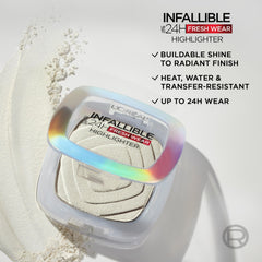 L'Oreal Paris Infallible Highlighter Icy Gold swatch on skin showing warm glow