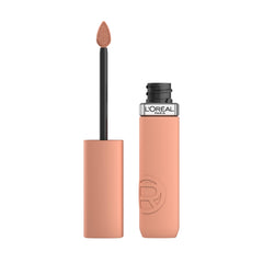 L'Oreal Paris Infallible Matte Resistance lipstick in Fairytale Ending 100 with precise applicator for bold payoff.