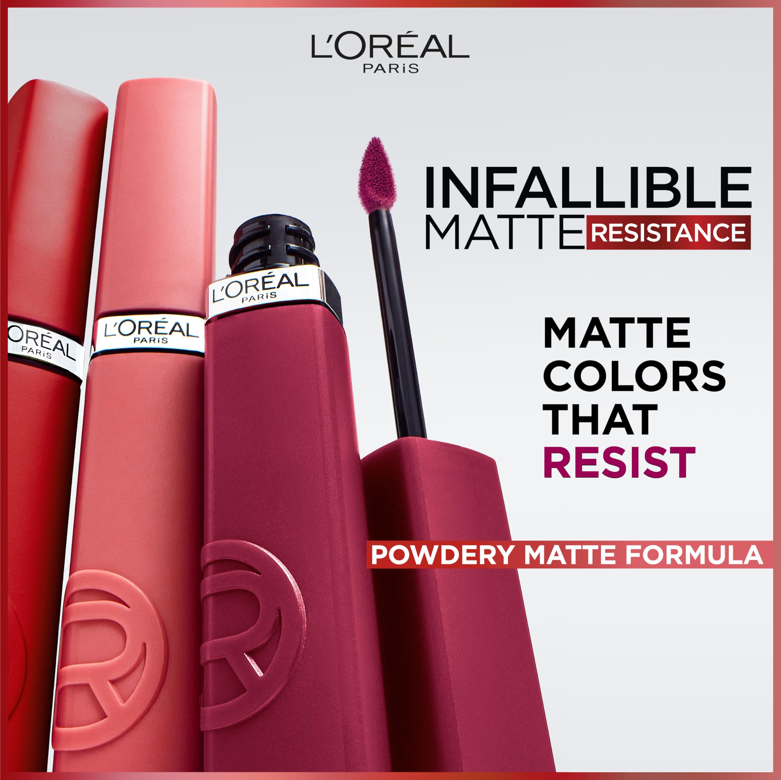 L'Oreal Paris Infallible Matte lipstick demonstrates powdery finish and comfortable wear