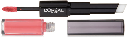 Loreal Paris Infallible Pro Last 2 Step Lipstick swatch shows bold color with long wear.