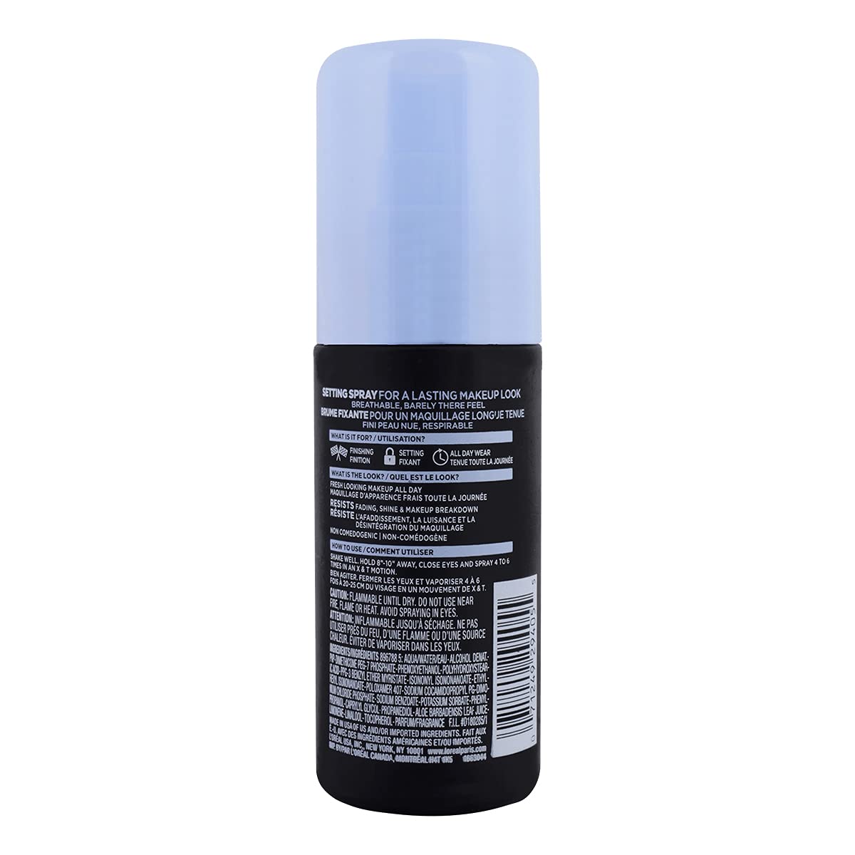 L'Oreal Paris Infallible Pro-Spray on-face look stays in place all day.