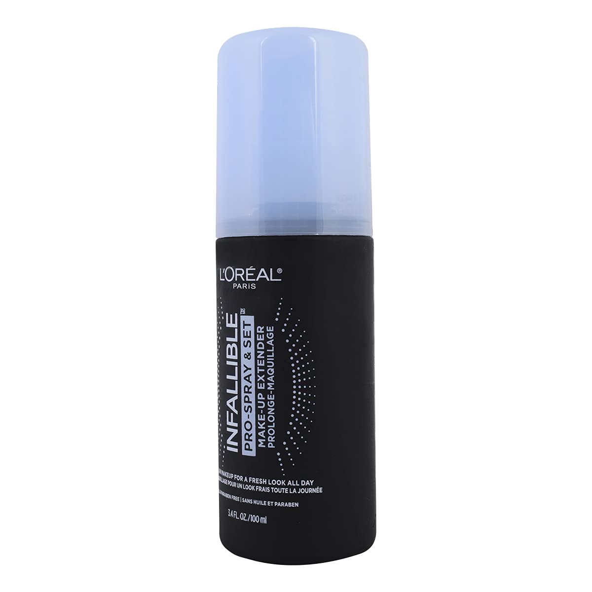 L'Oreal Paris Infallible Pro-Spray mist application shows a light finish.