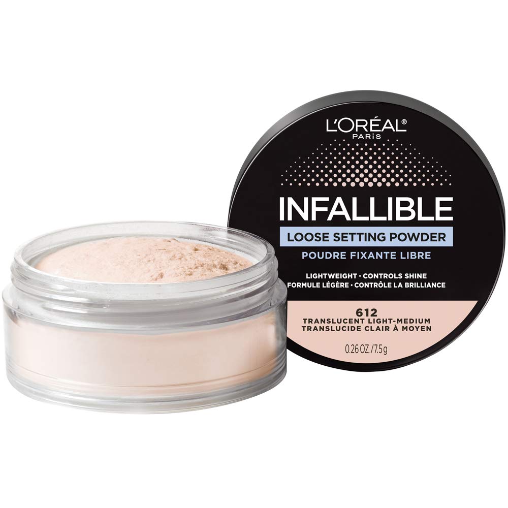 L'Oreal Paris Infallible tinted loose setting powder brush application demonstrates soft-matte blend