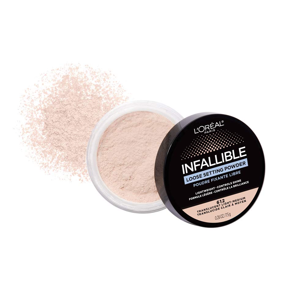 Infallible tinted loose setting powder texture swatch shows translucent shade for natural finish