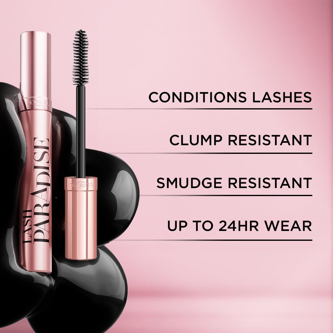 L'Oreal Paris Lash Paradise Latte Brown lashes after a volumizing, natural-feeling finish.