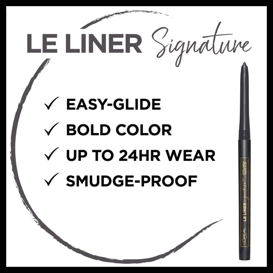 L'Oreal Paris Le Liner Signature Taupe Grey Tweed swatch showing ink-like color.
