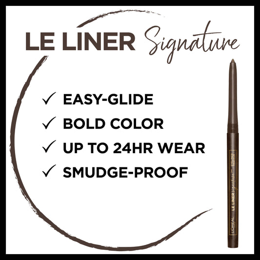 L'Oreal Paris Le Liner Signature waterproof, smudge-resistant formula preserves definition.