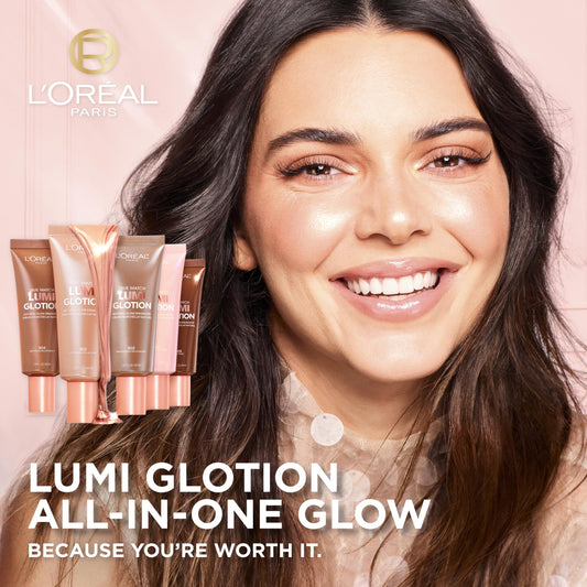 L'Oreal Paris Lumi Glotion swatches on arm show natural glow.