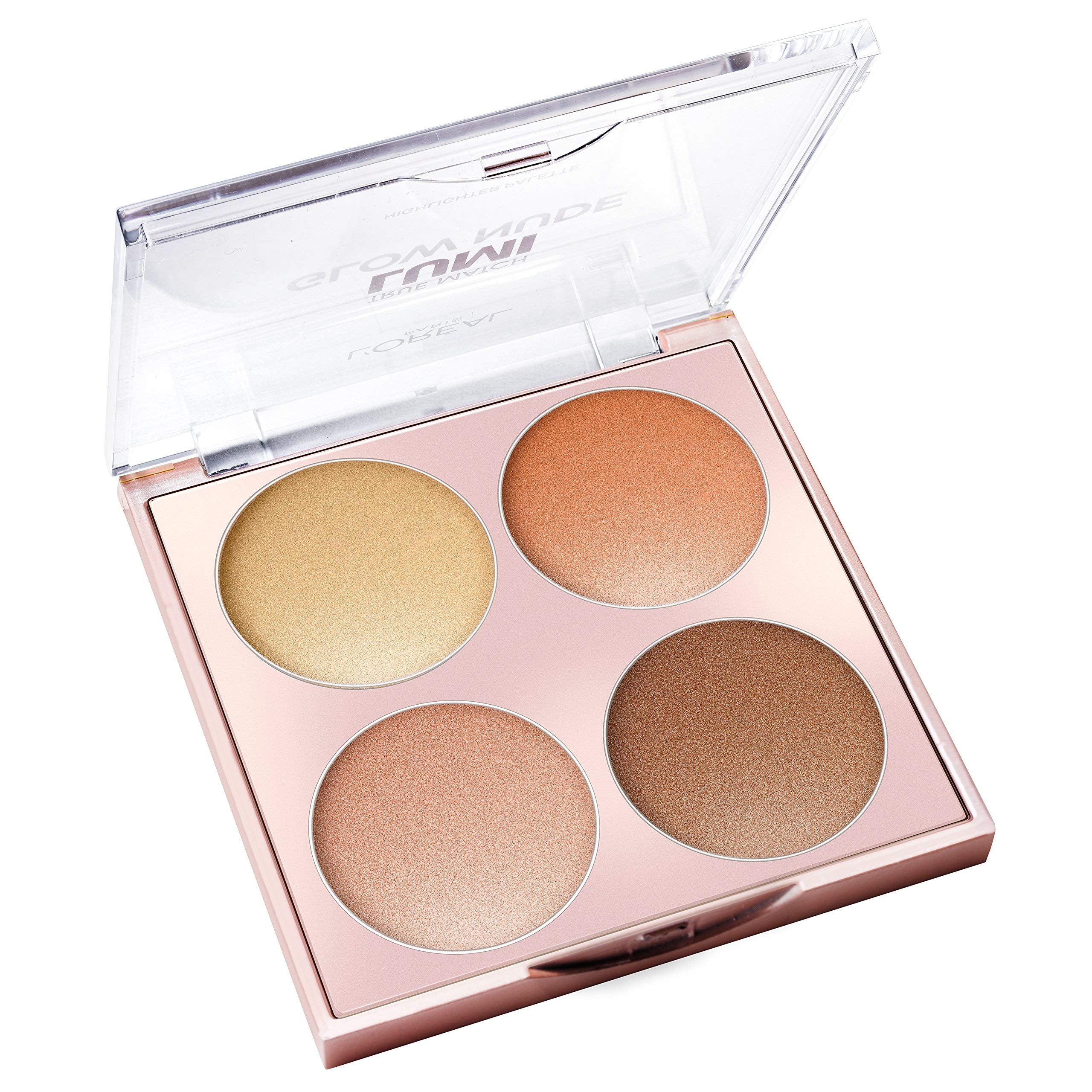 L'Oréal Paris Lumi Glow Nude Moon-Kissed palette open showing pearl highlight shade for radiance.