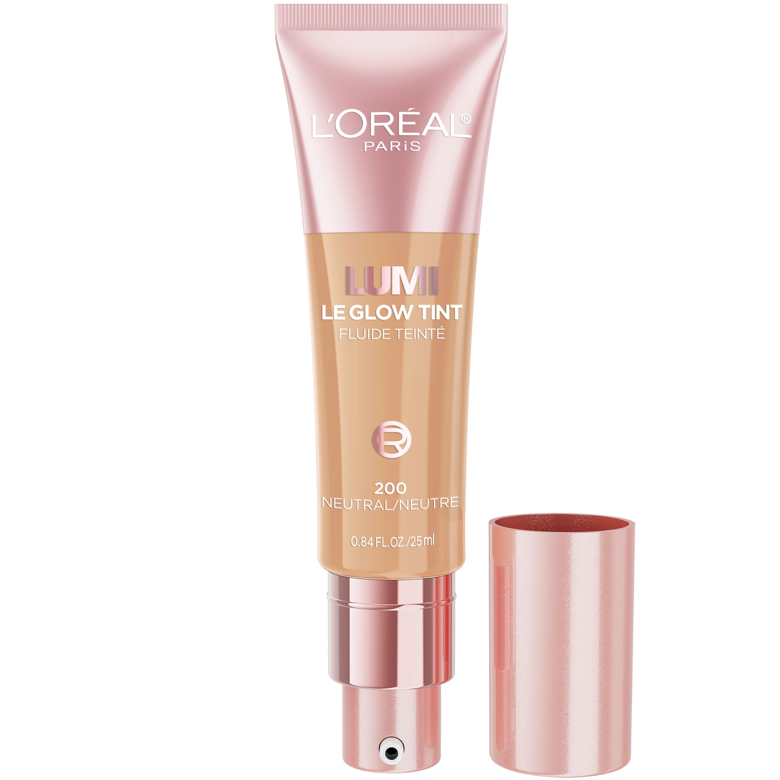 L'Oreal Paris Lumi Le Glow Tint bottle shows lightweight coverage and breathable feel.