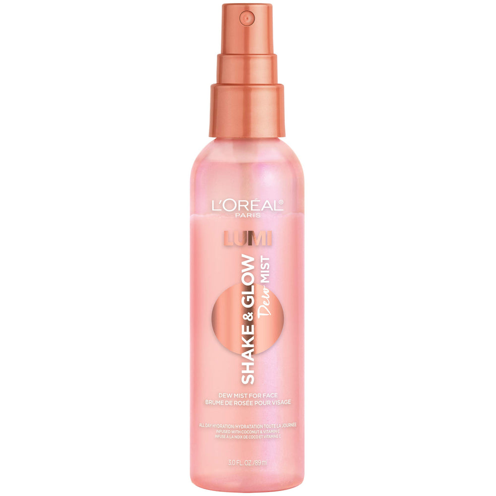 LUMI Shake & Glow Dew Mist pack shot with compact bottle and packaging.