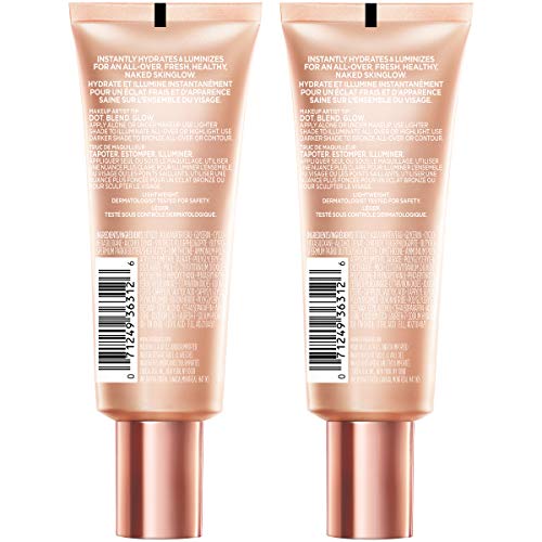 L'Oreal Paris Lumi Glotion application swatch demonstrates natural illumination and skin hydration.