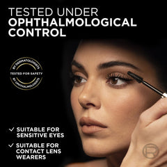 L'Oreal Paris Panorama Mascara on eye demonstrates longwear and definition.