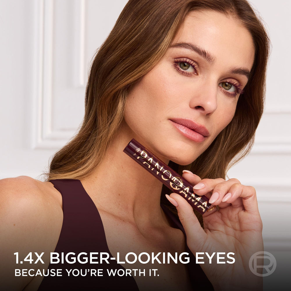Wand angled for easy root-to-tip application with burgundy color.