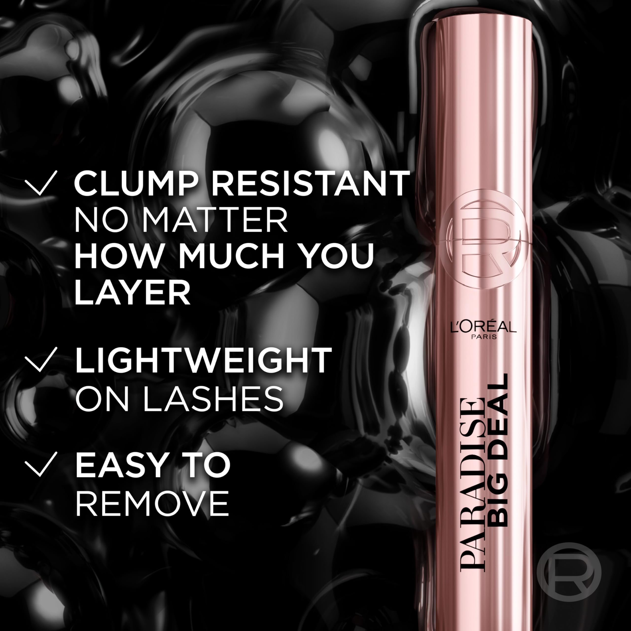 Product on lashes after removal demonstrating washability of Paradise Big Deal