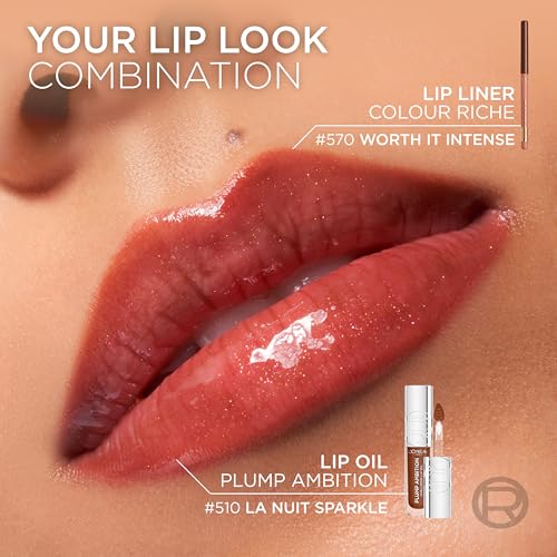 L'Oreal Paris Plump Ambition lip oil luxe lip care in nude shade.