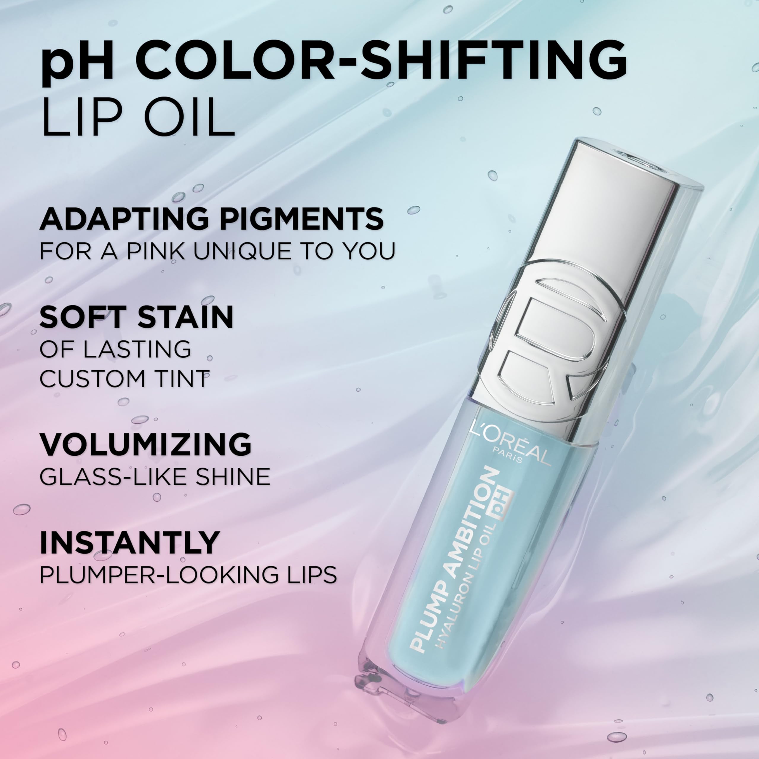 Swatch of four shades from L'Oreal Paris Plump Ambition lip oil