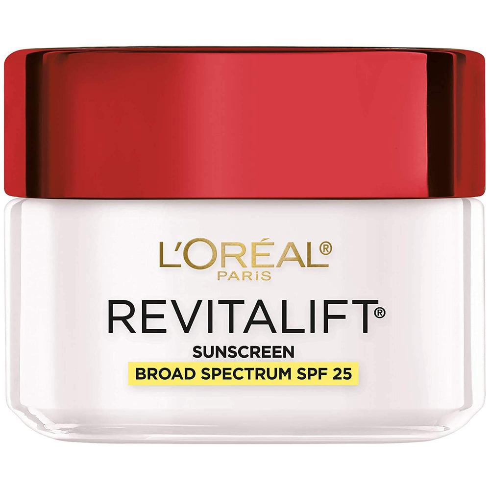 L'Oreal Paris Revitalift day moisturizer bottle showing SPF 25 protection for daily use
