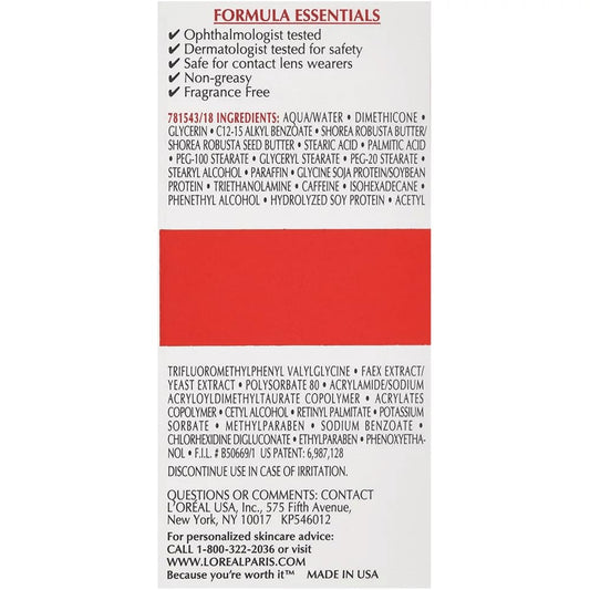 L'Oreal Paris RevitaLift eye cream close-up with applicator, firming around eyes.