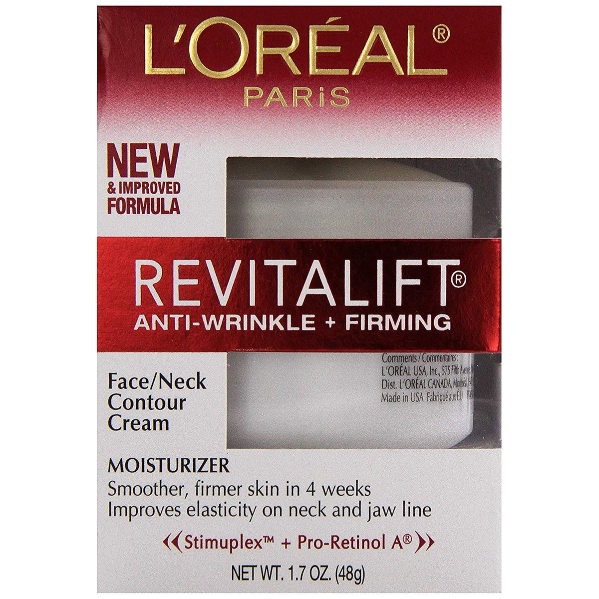 L’Oréal Paris Revitalift face-neck-cream-jar demonstrates hydrating and firming benefits