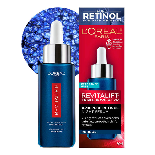 L'Oreal Paris Revitalift LZR night serum bottle for potent nightly care