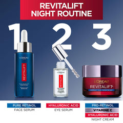Nightstand scene featuring Revitalift LZR serum for nighttime routine