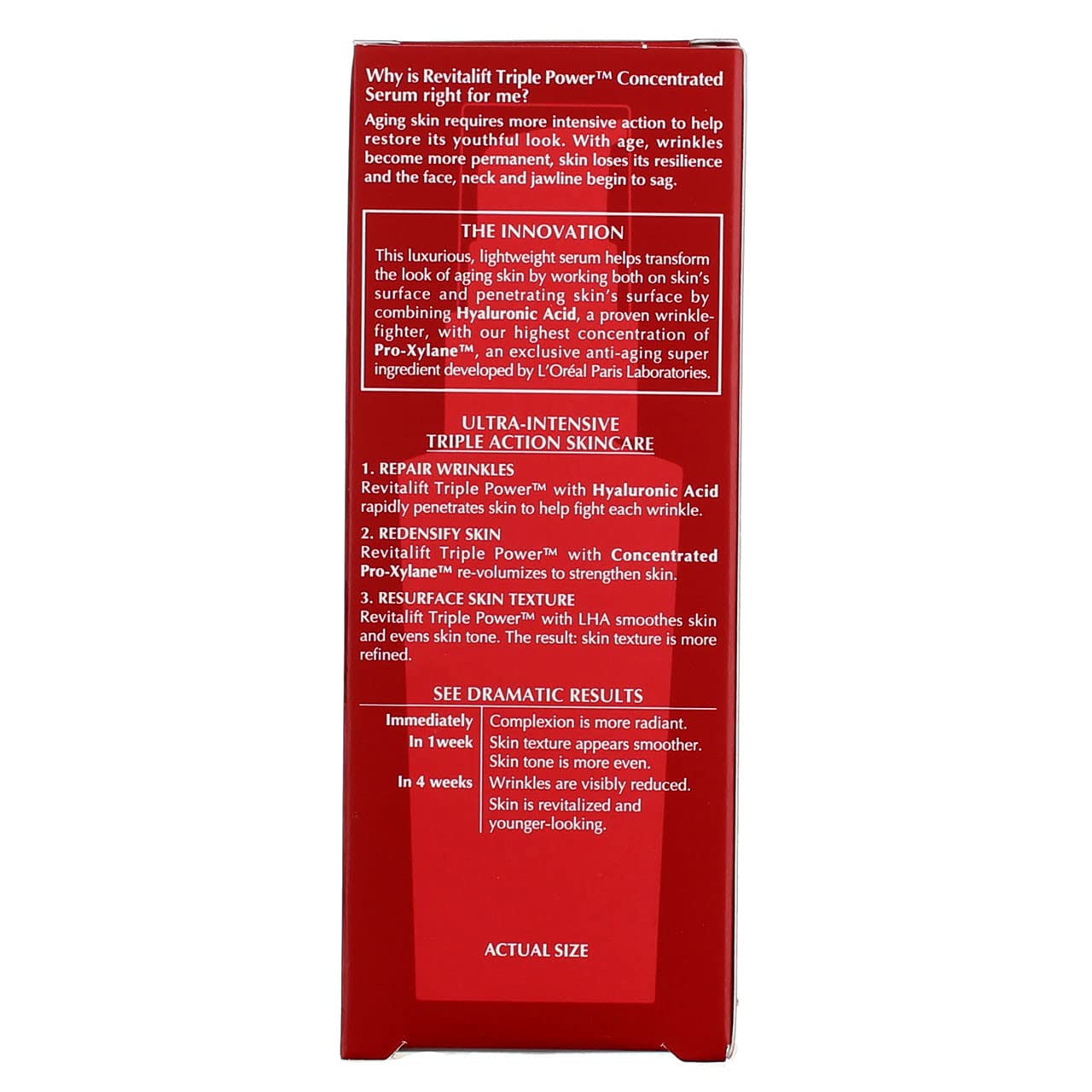 Packaging label of RevitaLift serum highlighting two-pack value